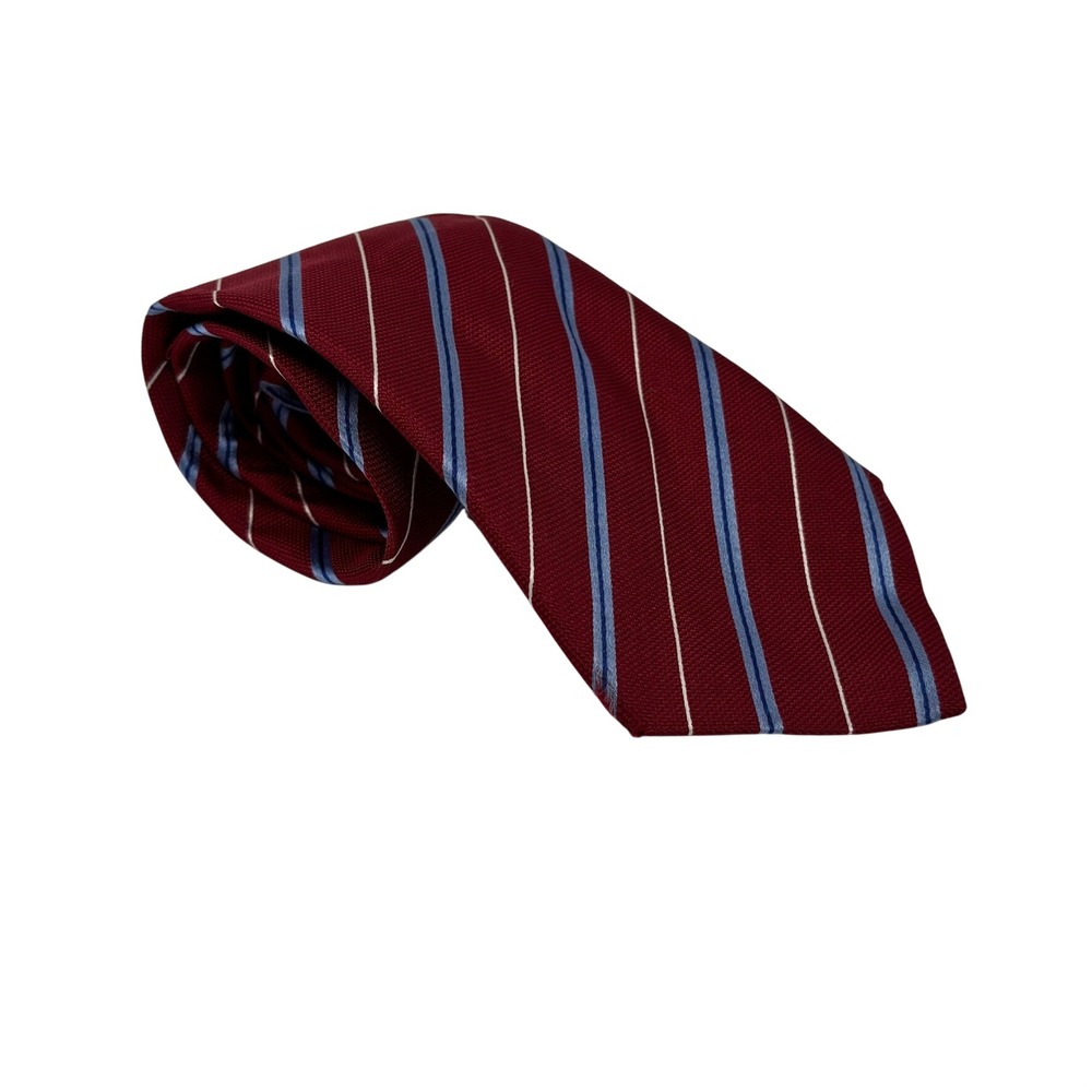 D'Este Necktie Mens Red Blue Striped Silk Made in Italy Business Formal